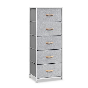 Pellebant Vertical Dresser for Bedroom Storage Tower 5-Drawer Steel Frame Wood Top Easy Pull Non-woven Fabrics Drawer - 1 of 4