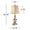 Regency Hill Louis Traditional Table Lamps 25 3/4" High Set of 2 Antique Gold Pleated Bell Shade for Bedroom Living Room Bedside Nightstand Office - 4 of 4