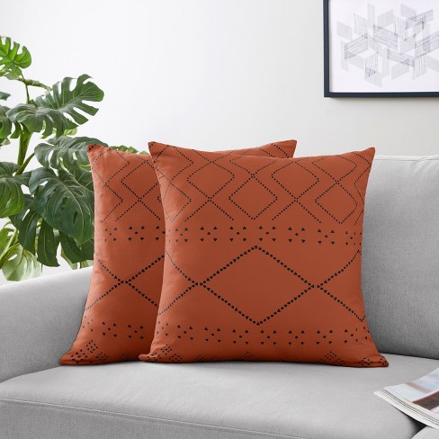 Sweet Jojo Designs Decorative Accent Throw Pillow Case Covers 18in. Each Boho Geometric Orange And Black 2pc Target