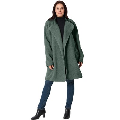 Woman Within Women's Plus Size Rib Knit Collar Berber Jacket