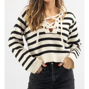 Women's OUT EAST LACE-UP SWEATER - MIOU MUSE - 1 of 4