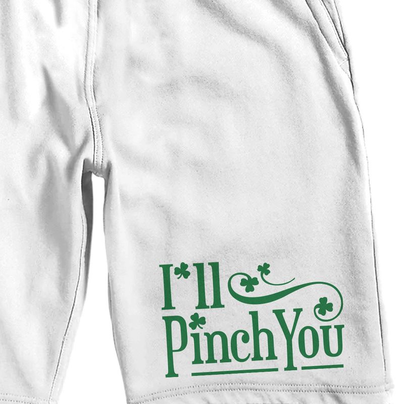 St. Patrick's Day I'll Pinch You Men's White Sleep Pajama Shorts, 2 of 4