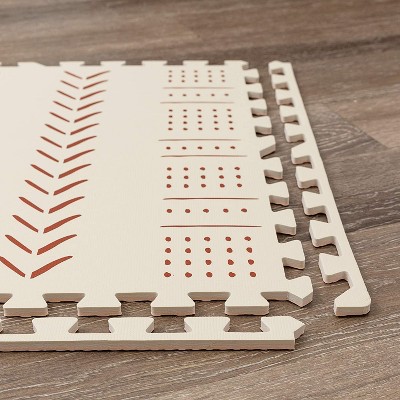 Beige and Brown 72" x 48" Foam Baby Play Mat with Interlocking Tiles