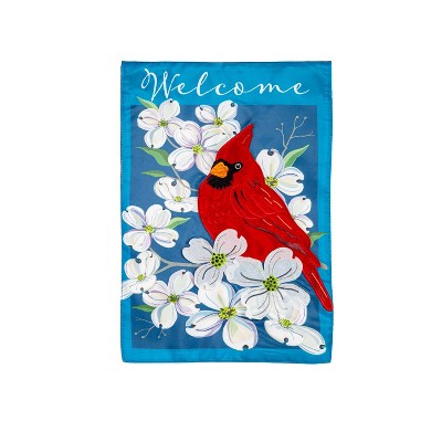 Evergreen Spring Dogwood Cardinal Applique Garden Garden Flag 12 x 18 Inches Indoor Outdoor Decor