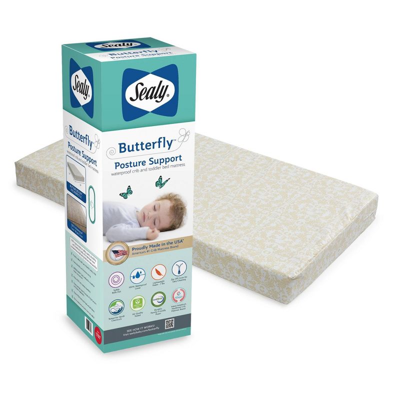 Sealy Butterfly Breathable Knit Crib and Toddler Mattress, 3 of 8