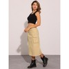 Allegra K Women's Midi Flap Pocket Back Slit Drawstring Cargo Skirt - 4 of 4