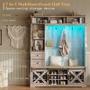 AMERLIFE 7-in-1 Farmhouse Hall Tree with Bench and Shoe Cabinet, LED Entryway Organizer with Drawers - 3 of 4