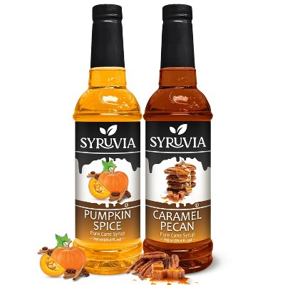 Syruvia Variety Pack - Pumpkin Spice & Caramel Pecan Syrup 25.4 Fl oz (2-Pack)