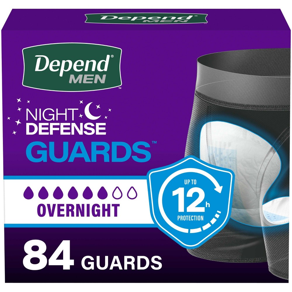 Depend Night Defense Guards Incontinence Pads - Overnight - Regular - 84ct