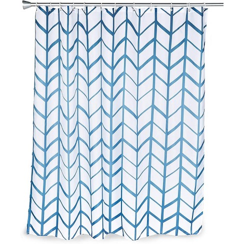 Blue Herringbone Shower Curtain Set, 82 Inch Shower Curtain