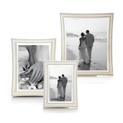 Elegant Beaded Silver 4" x 6" Picture Frame with Glass Protector