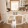 KWPZQEB Wooden Freestanding Foldable Pet Gate, 27.6" 4 Panels Step Over Fence with 2 pcs Support Feet Ideal for Stairs, Doorways, Kitchens, White - 2 of 4