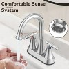 LunaLulinlk Silver 4" stainless steel bathroom sink faucet with pop-up drain and 2 water supply hoses - 3 of 4