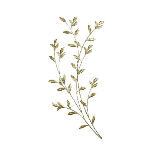 Saba Leafy Boughs Wall Art Gold - Brewster: Iron Botanical Sculpture for Dining Room Decor, 37.25" Wide - image 1 of 2