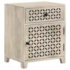 ORRD White Washed Accent Cabinet with Lattice Cutouts, 1-Door & Drawer Storage from Solid Mango Wood, for Bedroom, Living Room & Entryway - 2 of 4