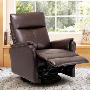 Leather Swivel Recliner Chair with Footrest, Rocking Glider, High Back, Wide Seat, Metal Base for Living Room, Nursery, Bedroom, or Office - 1 of 4