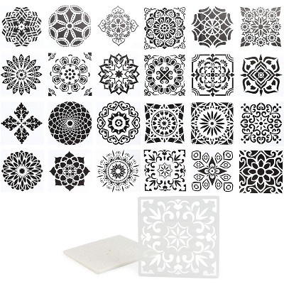 Bright Creations Mandala Dot Paint Stencils - Reusable DIY Painting Templates (5.9" x 5.9", 24 PCS)