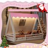KWPZQEB House Shape Montessori House Bed, Wood Floor Bed with Tent & Light, Cute Bed Frame with Full-length Guardrails for Kids, No Box Spring Needed - 4 of 4