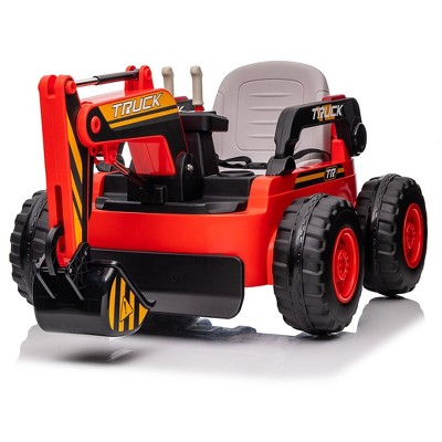 Kids Ride-On Excavator Digger Car, 12V Remote Control Electric Digging Arm, Dual 35W Motors, 10Ah Large Battery