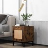 Homhougo Rattan End Table - Set of 2, Wood Nightstand with Storage Shelf Brown - 3 of 4