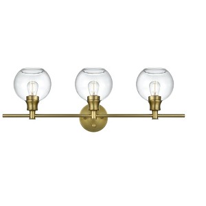 Elegant Lighting Collier 3 Light Satin Gold and Clear Glass Wall Sconce - 1 of 4