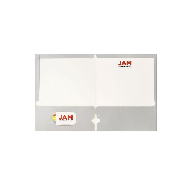 JAM Paper Laminated Glossy 3 Hole Punch Two-Pocket School Folders Silver 385GHPSID, 2 of 5