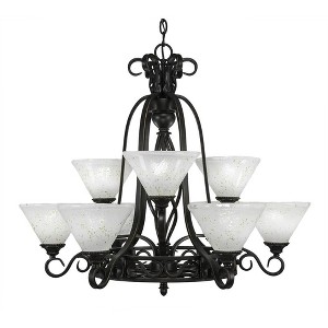 Toltec Lighting Elegante 9 - Light Chandelier in  Dark Granite with 7" Gold Ice Shade - 1 of 1