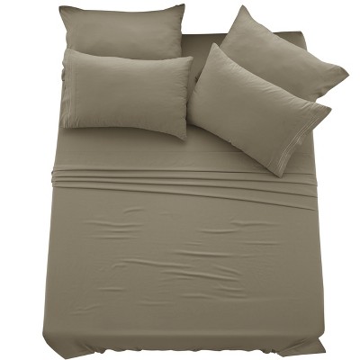 6 Piece Bed Sheet Set Ultra Soft Brushed Microfiber Solid Sheets with Pillow Cases - Lux Decor Collection