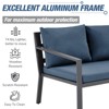 COWLOWN 4 Piece Blue All Weather Aluminum Patio Furniture Set with Cushions, Metal Frame Table and Chairs for Lawn, Garden, Balcony and Poolside - 2 of 4