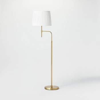Adjustable Floor Lamp Brass Iron with Pleated Shade - Threshold™ designed with Studio McGee