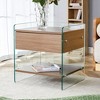 TIRAMISUBEST Woodgrain MDF Bedside Table with drawers,Nightstand with Tempered Glass Sides - 4 of 4