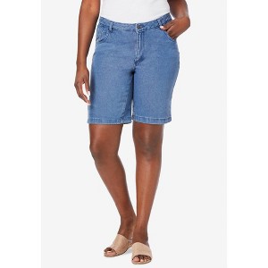 Jessica London Classic Cotton Denim Shorts - 1 of 4