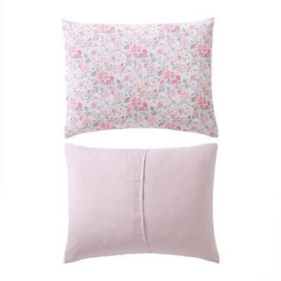Twin Pink Microfiber Reversible Floral Bed in a Bag Set