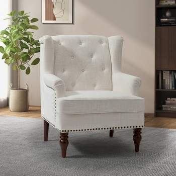 Cecília Living Room Armchair with Nailhead Trim  | ARTFUL LIVING DESIGN