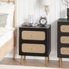 JIONJOY Coastal Wicker Nightstand - 2-Drawer Boho Side Table with Rattan Details & Antique Brass Hardware - 3 of 4