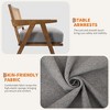 Mid-Century Farmhouse Accent Chair Wood Armchair with Rattan Backrest Linen Cushion Beige Easy Assembly for Living Room Bedroom - 4 of 4