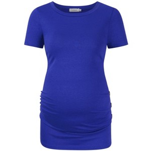 Casual Short Sleeve Fold Button Maternity Top - 1 of 1