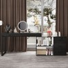 Famapy Black L-Shaped Desk with Glass Top Writing Table Top Reversible Vanity Desk Computer Desk - 3 of 4