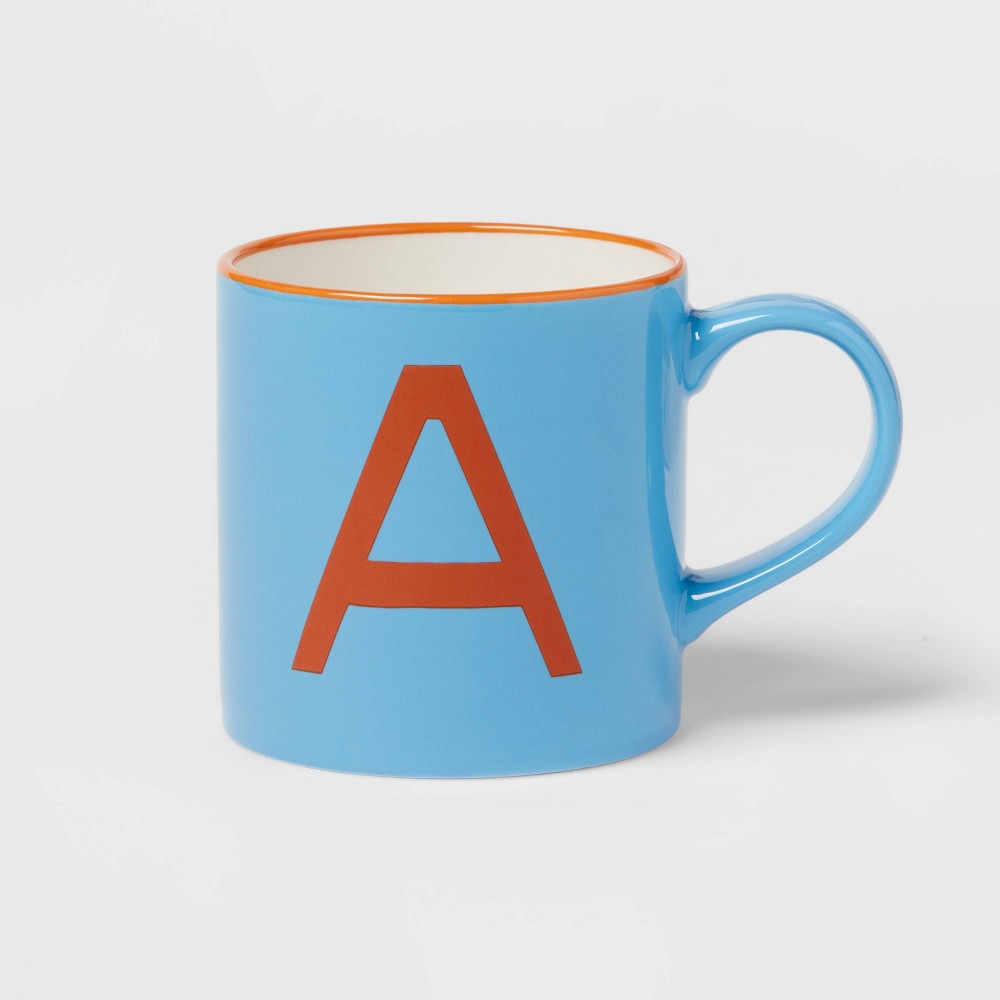 16oz Stoneware Monogram Mug 'A' Blue - Opalhouse™ (( 2 count) 