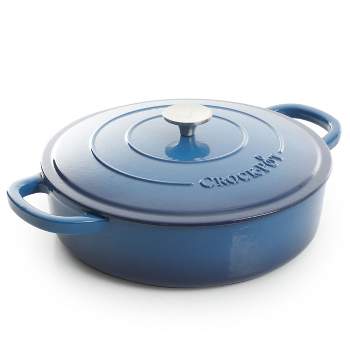 Crock Pot Zesty Flavors Enameled 12 Round Cast Iron Skillet in Teal Ombre  - 9160691