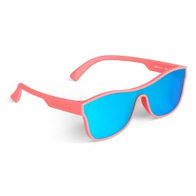 single shield hot pink frame mirror blue lens ("slater")