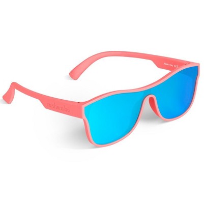 single shield hot pink frame mirror blue lens ("slater")