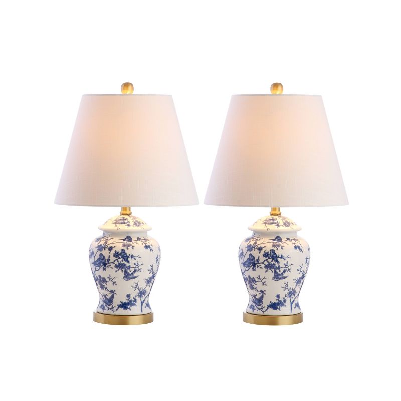 22&#34; (Set of 2) Penelope Chinoiserie Table Lamps (Includes LED Light Bulb) Blue/White - JONATHAN Y, 1 of 7