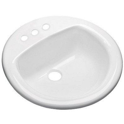 White Round Ceramic Drop-In Bathroom Sink with Overflow
