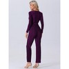 Allegra K Women's Sparkly V Neck Long Sleeve Belt Night Party Clubwear Giltter Jumpsuits - 3 of 4