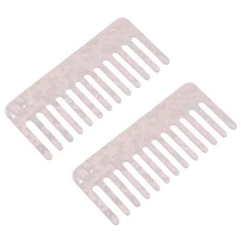 Unique Bargains Anti-Static Hair Comb Wide Tooth for Thick Curly Hair Hair Care Detangling Comb For Wet and Dry Dark 2.5mm Thick Pink 2 Pcs