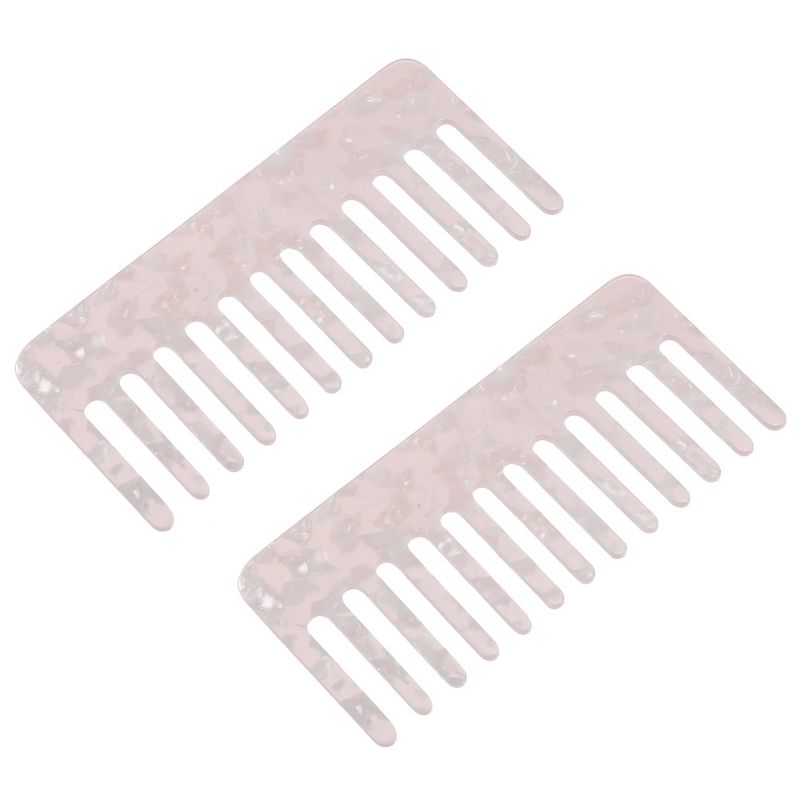 Unique Bargains Anti-Static Hair Comb Wide Tooth for Thick Curly Hair Hair Care Detangling Comb For Wet and Dry Dark 2.5mm Thick Pink 2 Pcs, 1 of 7