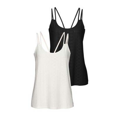 Women's 2 Pk Embroidered Eyelet Tops - LASCANA