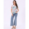 INSPIRE CHIC Women's Peter Pan Collar Lace Trim Embroidered Casual Floral Blouse - 2 of 4