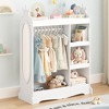 Kids Wardrobe with Storage & 3 Hooks,Kids Dress up Storage with Mirror,Kids Closet for Girls Boys, Open Hanging Armoire Wardrobe Closet for Bedroom - 3 of 4